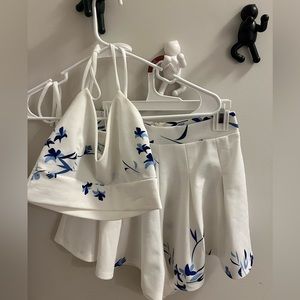 Lucy in the Sky White Blue Floral Two Piece Set